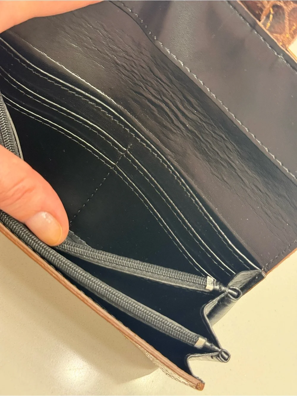Brown Snake-Embossed Leather Wallet NWT